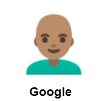 Man: Medium Skin Tone, Bald on Google Android