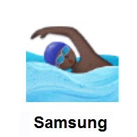 Person Swimming: Dark Skin Tone on Samsung