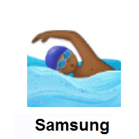 Person Swimming: Medium-Dark Skin Tone on Samsung