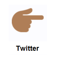 Backhand Index Pointing Right: Medium-Dark Skin Tone on Twitter Twemoji