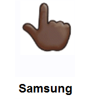 Backhand Index Pointing Up: Dark Skin Tone on Samsung