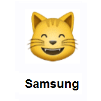Grinning Cat Face With Smiling Eyes on Samsung