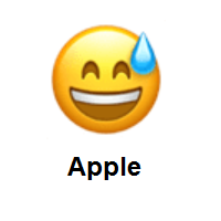 Sweating Face: Grinning Face With Sweating Eyes on Apple iOS
