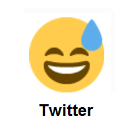 Sweating Face: Grinning Face With Sweating Eyes on Twitter Twemoji