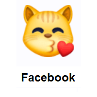 Kissing Cat Face With Closed Eyes on Facebook