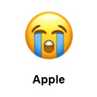 Sad Face: Loudly Crying Face on Apple iOS
