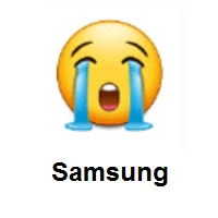 Sad Face: Loudly Crying Face on Samsung