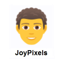 Man: Curly Hair on JoyPixels