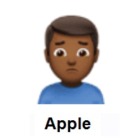 Man Frowning: Medium-Dark Skin Tone on Apple iOS