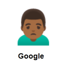 Man Frowning: Medium-Dark Skin Tone on Google Android