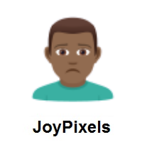 Man Frowning: Medium-Dark Skin Tone on JoyPixels