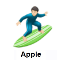 Man Surfing: Light Skin Tone on Apple iOS
