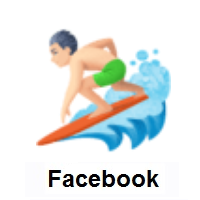 Man Surfing: Light Skin Tone on Facebook
