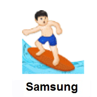 Man Surfing: Light Skin Tone on Samsung