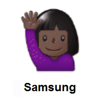 Person Raising Hand: Dark Skin Tone on Samsung