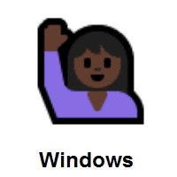 Person Raising Hand: Dark Skin Tone on Microsoft Windows