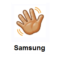 Waving Hand: Medium-Light Skin Tone on Samsung