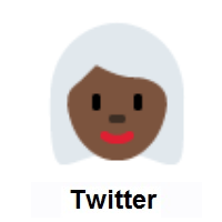 Woman: Dark Skin Tone, White Hair on Twitter Twemoji