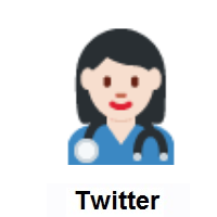 Woman Health Worker: Light Skin Tone on Twitter Twemoji