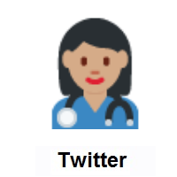 Woman Health Worker: Medium Skin Tone on Twitter Twemoji