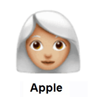Woman: Medium-Light Skin Tone, White Hair on Apple iOS