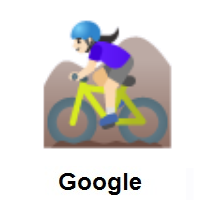 Woman Mountain Biking: Light Skin Tone on Google Android