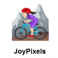Woman Mountain Biking: Light Skin Tone on JoyPixels