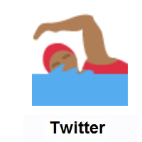 Woman Swimming: Medium-Dark Skin Tone on Twitter Twemoji