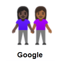 Women Holding Hands: Dark Skin Tone, Medium-Dark Skin Tone on Google Android