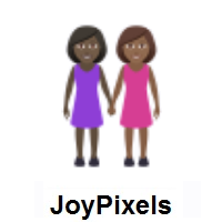 Women Holding Hands: Dark Skin Tone, Medium-Dark Skin Tone on JoyPixels