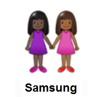 Women Holding Hands: Dark Skin Tone, Medium-Dark Skin Tone on Samsung