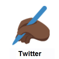 Writing Hand: Dark Skin Tone on Twitter Twemoji