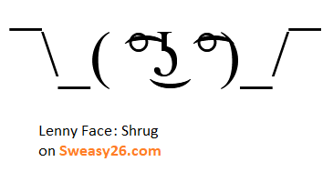 Lenny Face Shrug with round brackets, ligtaure tie, degree symbol, lateral click, undertie, ligtaure tie and degree symbol Emoticon