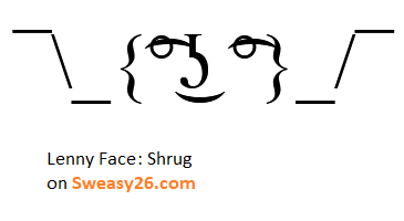 Lenny Face Shrug with curly brackets, ligtaure tie, degree symbol, lateral click, undertie, ligtaure tie and degree symbol Emoticon